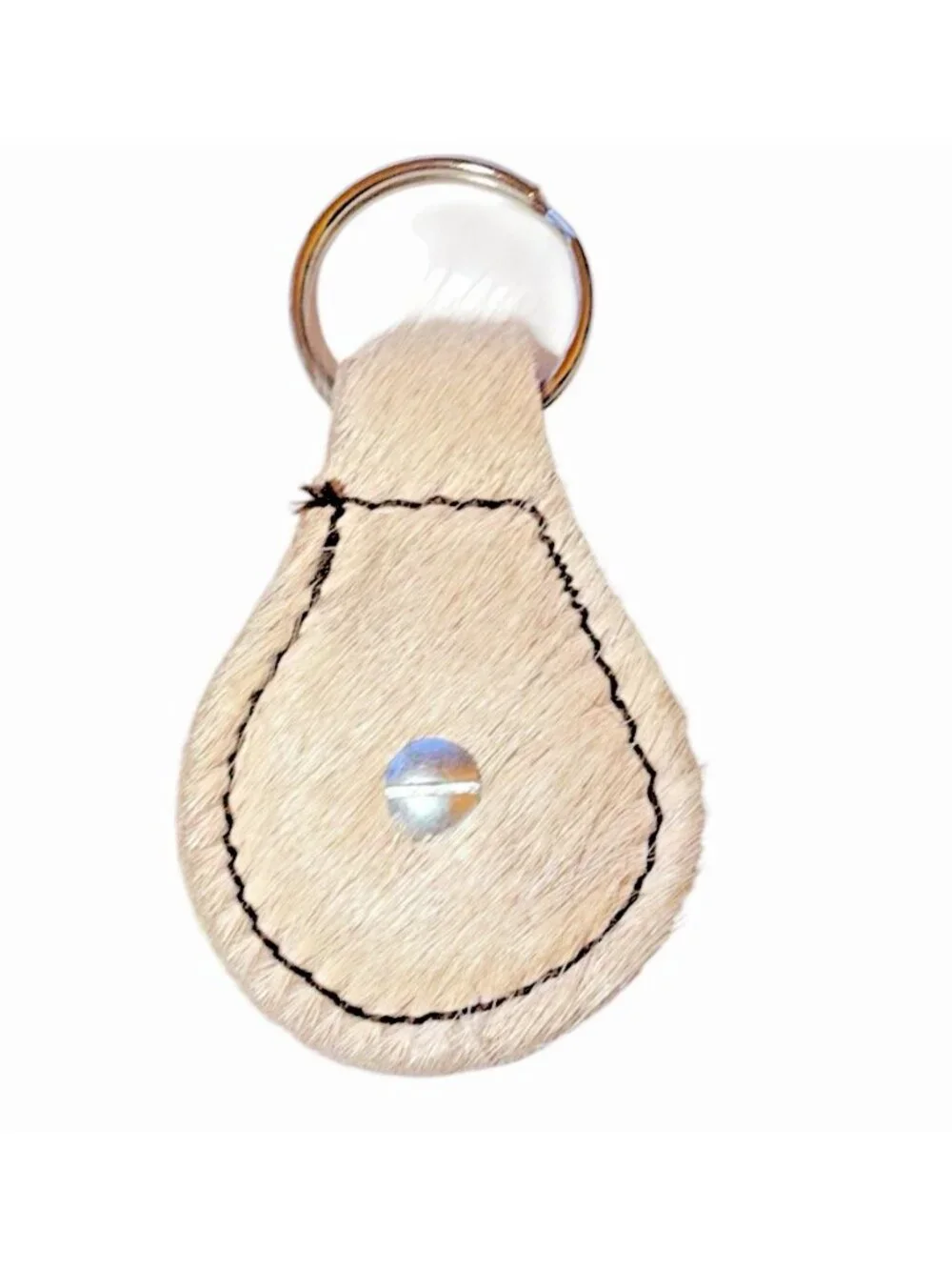 Creamy Off White Western Gold Silver Longhorn Star Concho Key Ring Chain Unisex